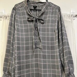 Torrid Black, lavender and White Checkered Blouse